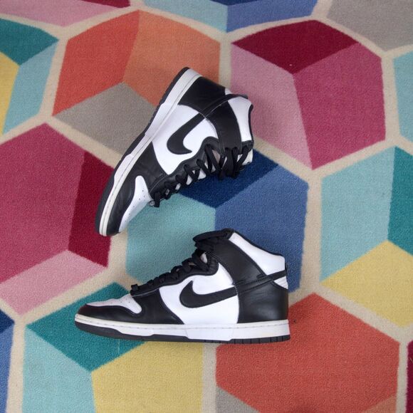 Nike Dunk High Retro Sneakers Lace Up Panda Black And White Men's Size 10 US - Picture 7 of 8